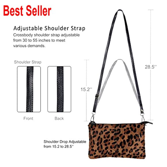 IVESIGN Genuine Leather RFID Blocking Wristlet IVESIGN  Genuine Leather Wristlet Clutch with RFID Blocking and Crossbody Strap